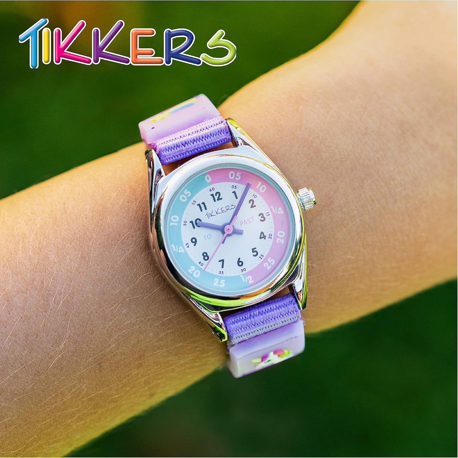 Tikkers Girls Purple Fabric Rip Strap Unicorn Watch TK0148