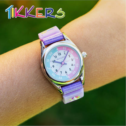Tikkers Girls Purple Fabric Rip Strap Unicorn Watch TK0148