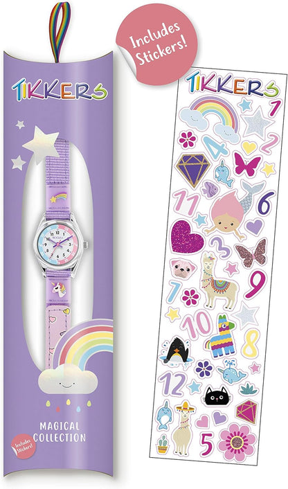Tikkers Girls Purple Fabric Rip Strap Unicorn Watch TK0148