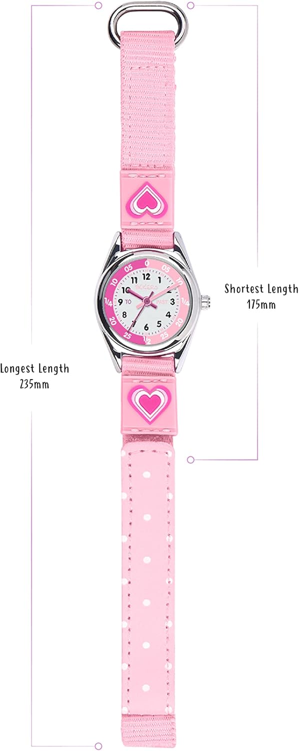 Tikkers Girls Pink Canvas Rip Strap Heart watch, purse and bracelet set ATK1031