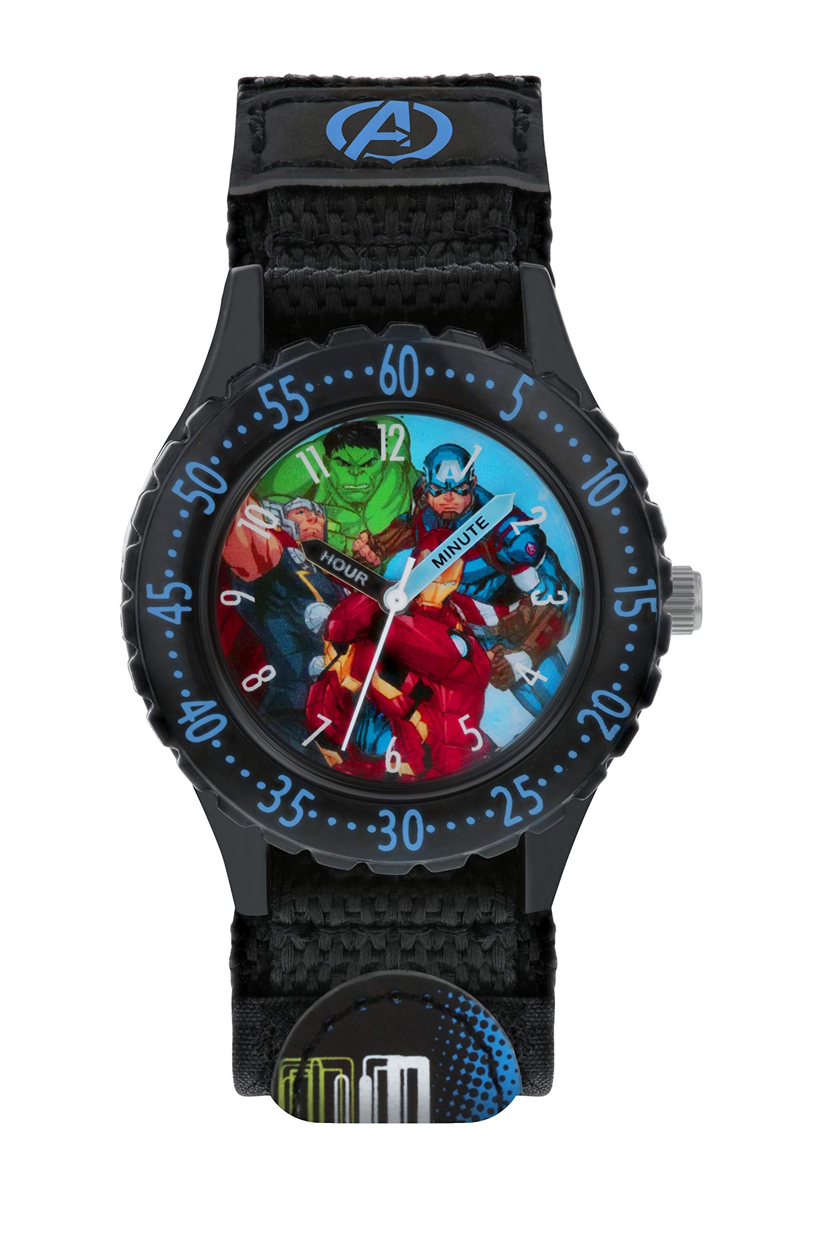 Disney Marvel Avengers Black Printed Fabric Strap Watch AVG5008