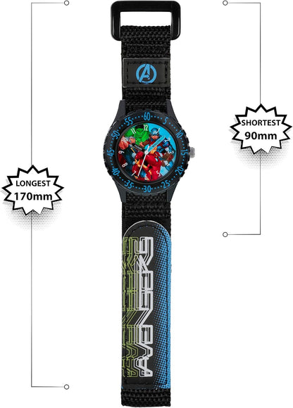 Disney Marvel Avengers Black Printed Fabric Strap Watch AVG5008
