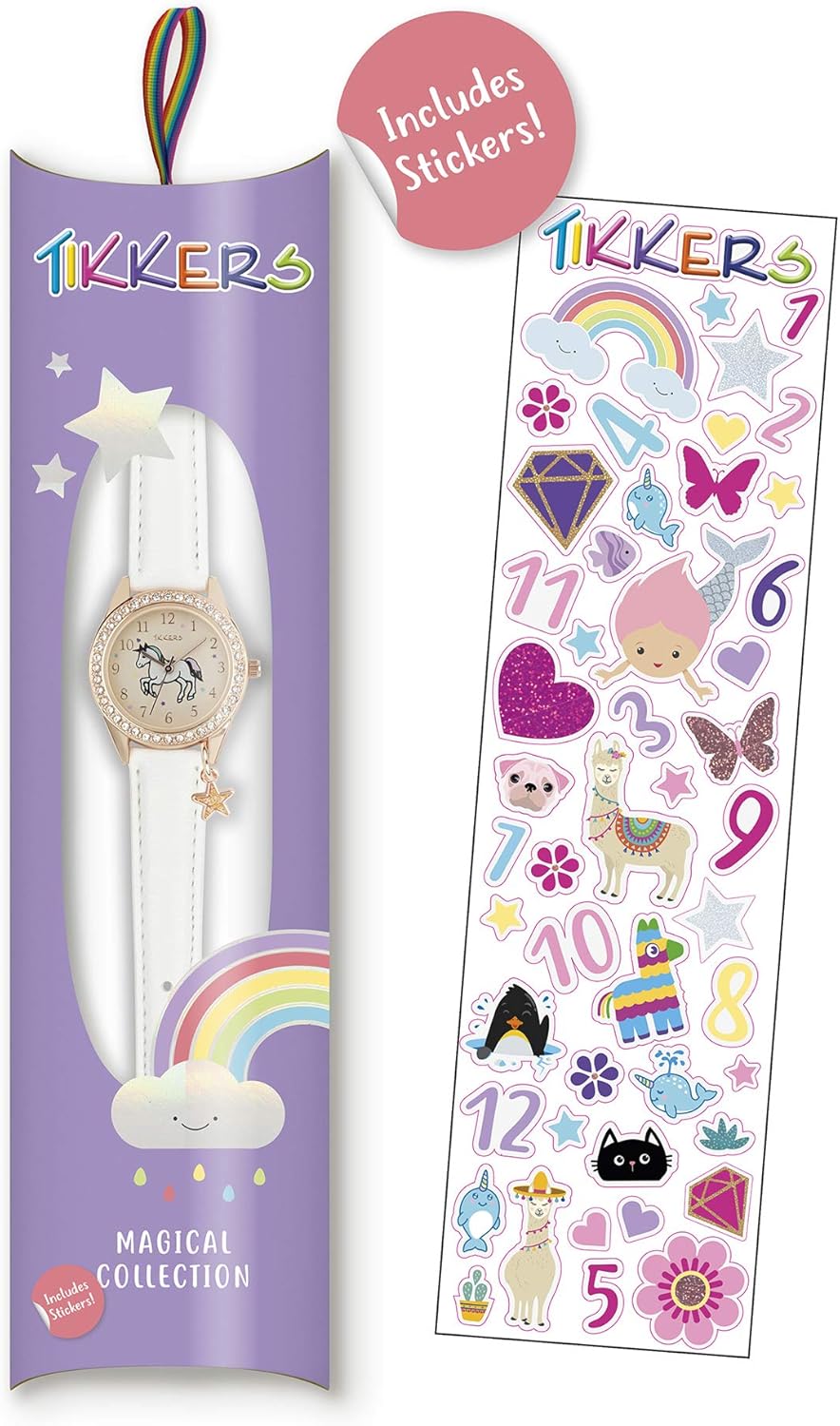 Tikkers Girls White PU Strap Stone Set Case Watch TK0171