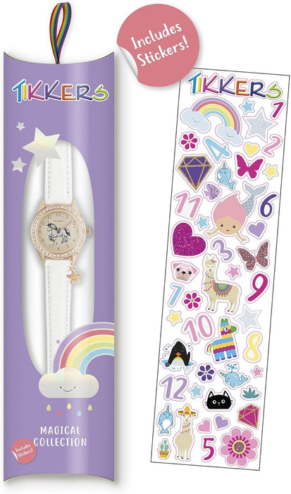 Tikkers Girls White PU Strap Stone Set Case Watch TK0171