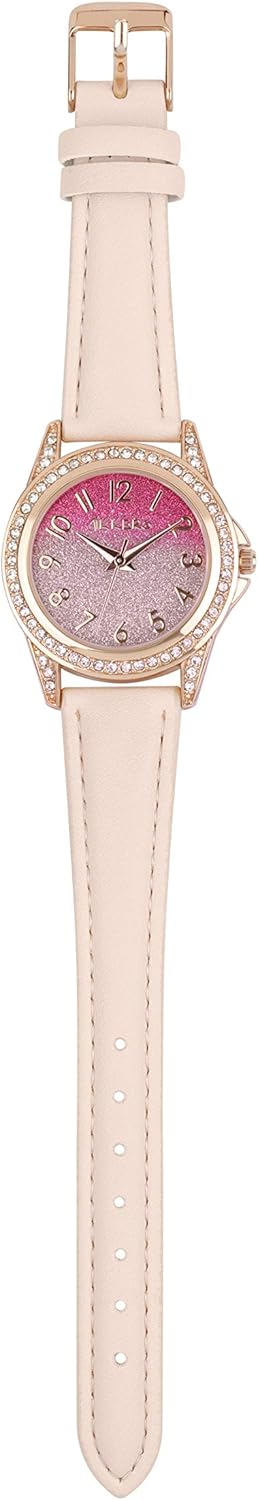 Tikkers Girls Light Pink PU Strap Ombre Glitter Dial Watch TK0176