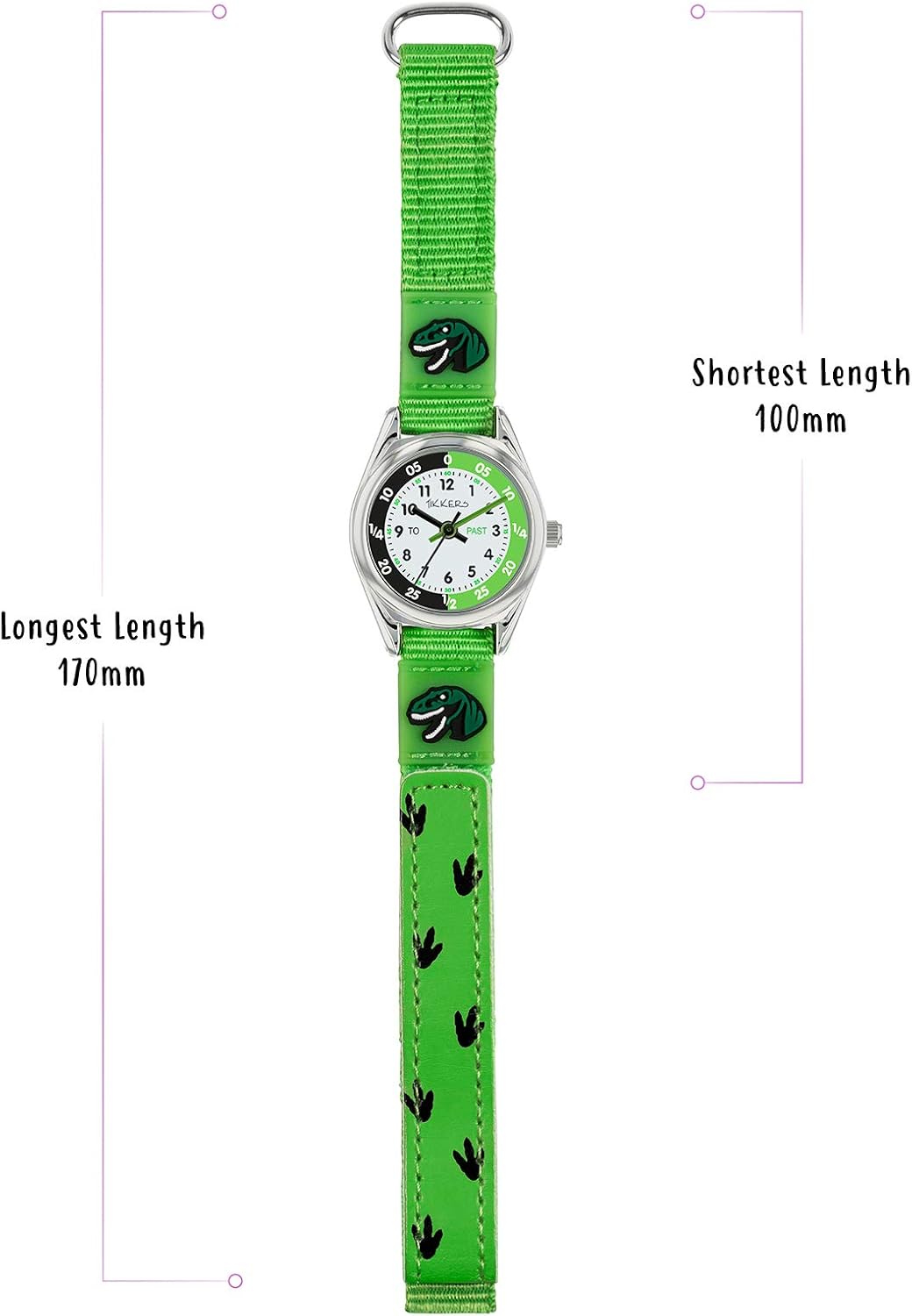 Tikkers Boys Green Canvas Rip Strap Dinosaur watch, bracelet and wallet set ATK1049