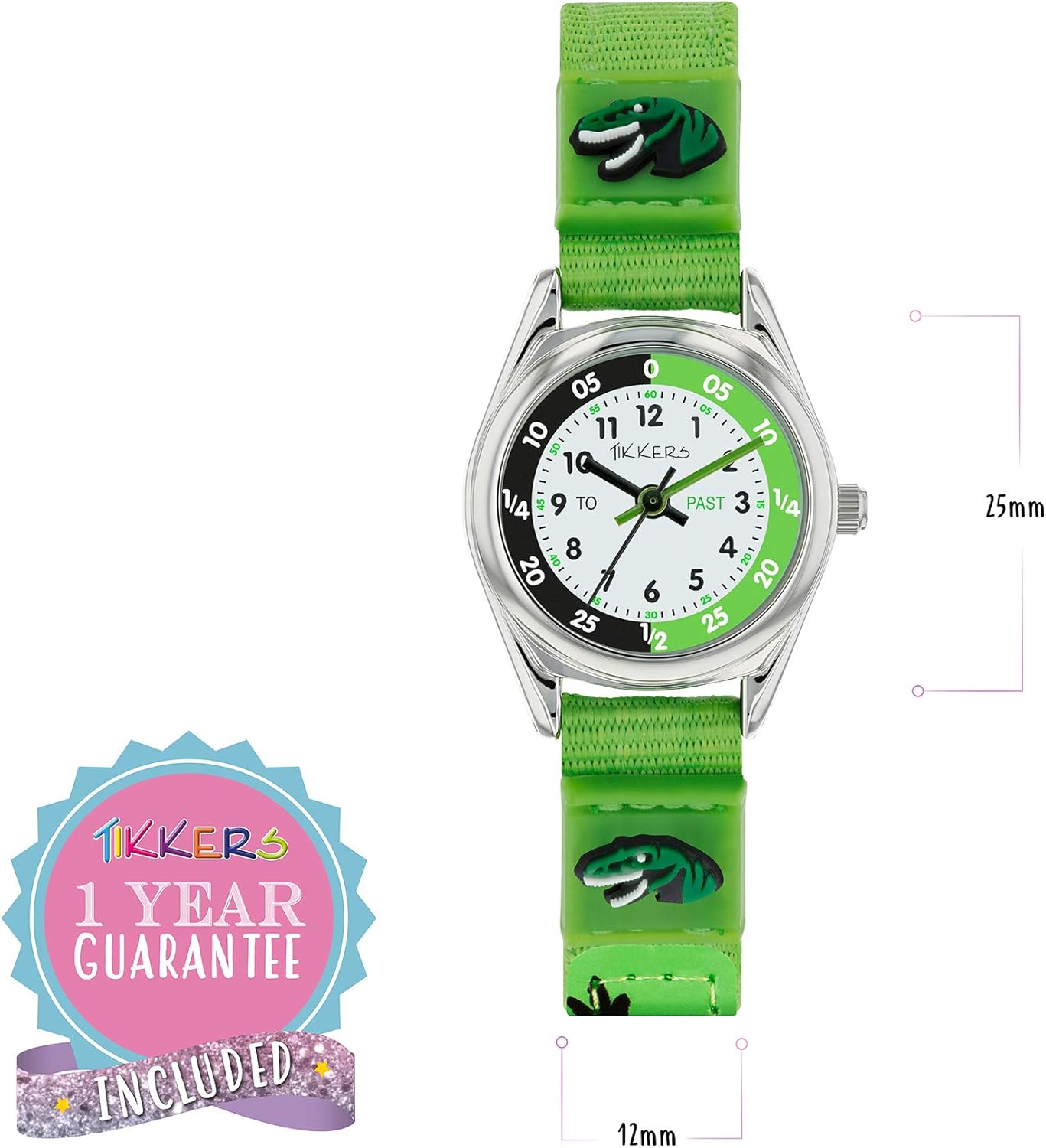 Tikkers Boys Green Canvas Rip Strap Dinosaur watch, bracelet and wallet set ATK1049
