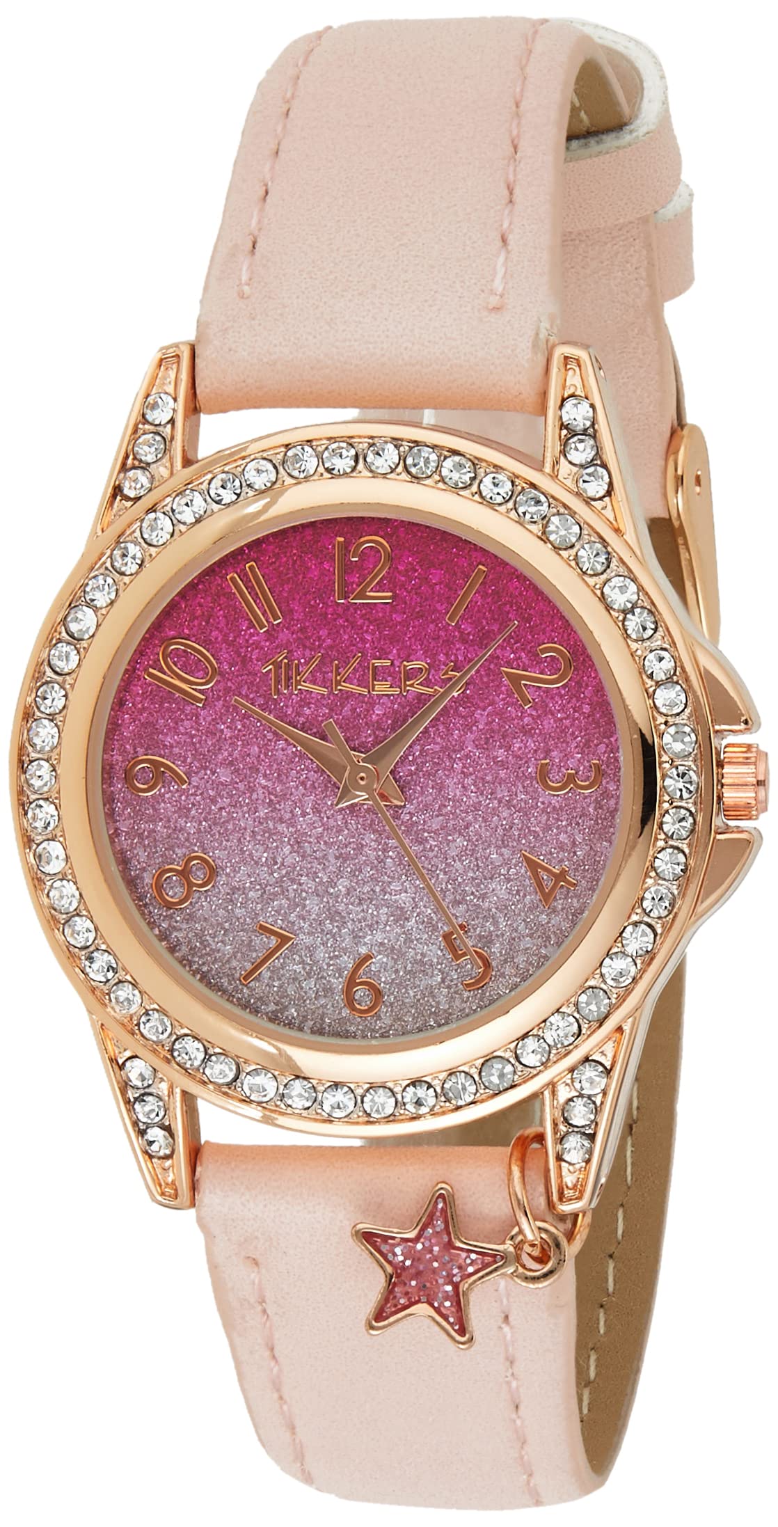 Tikkers Girls PU Strap Pink Glitter Watch, necklace and purse set ATK1062