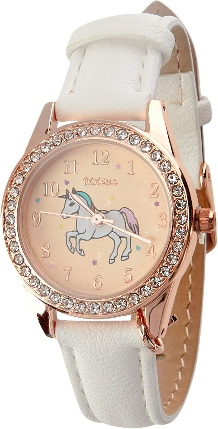 Tikkers Girls White PU Strap Unicorn Watch, necklace and purse set ATK1063