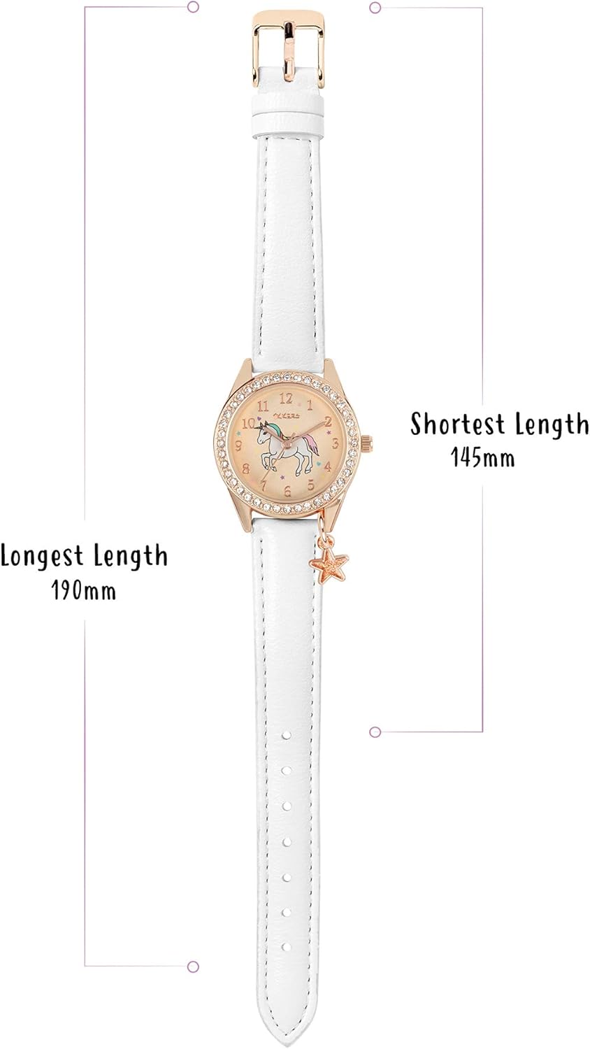 Tikkers Girls White PU Strap Unicorn Watch, necklace and purse set ATK1063