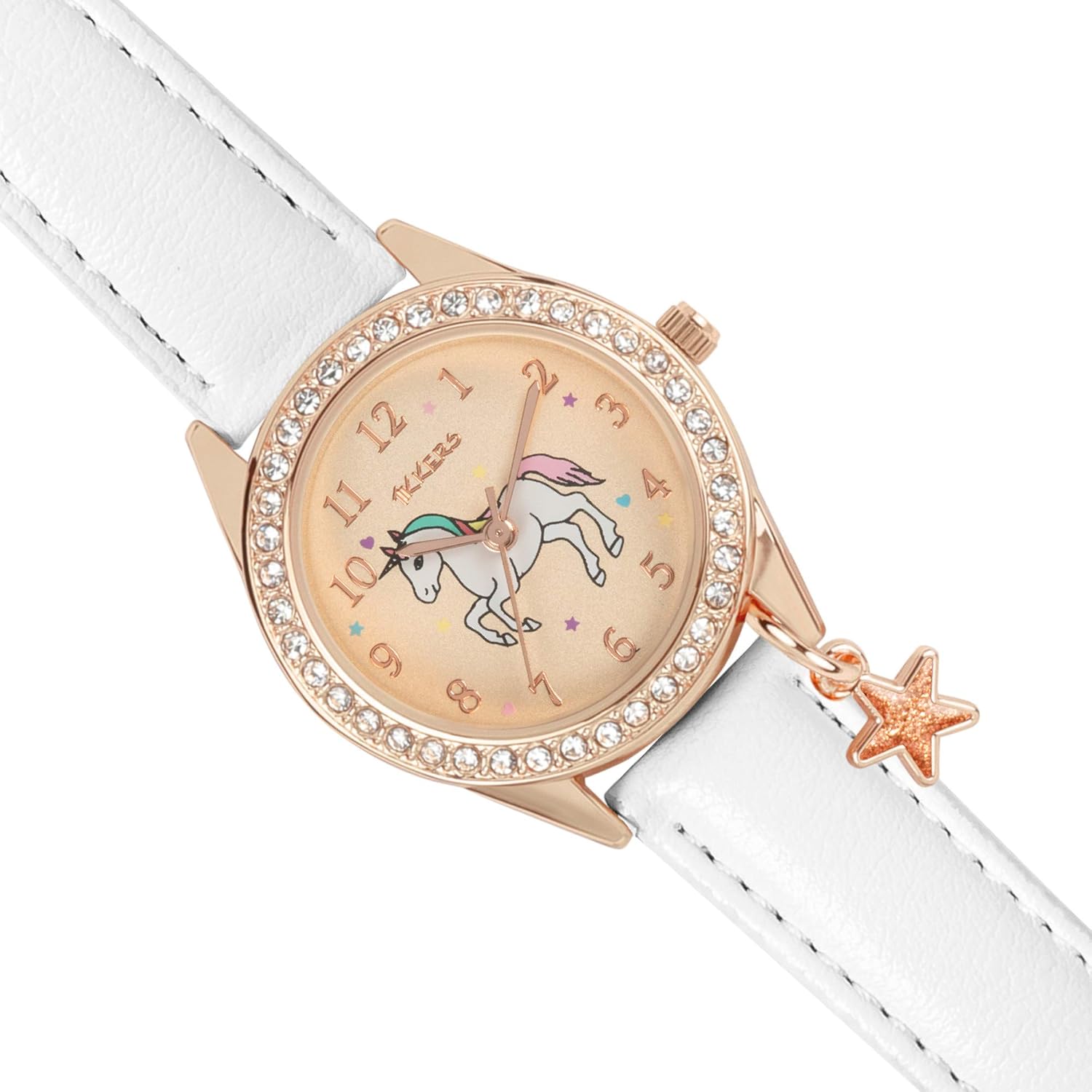 Tikkers Girls White PU Strap Unicorn Watch, necklace and purse set ATK1063