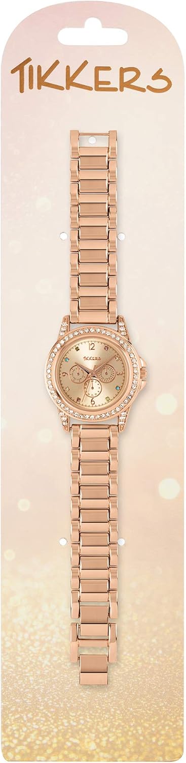 Tikkers Girls Rose Gold Metal Bracelet Multicoloured stone dial Watch ATK1053