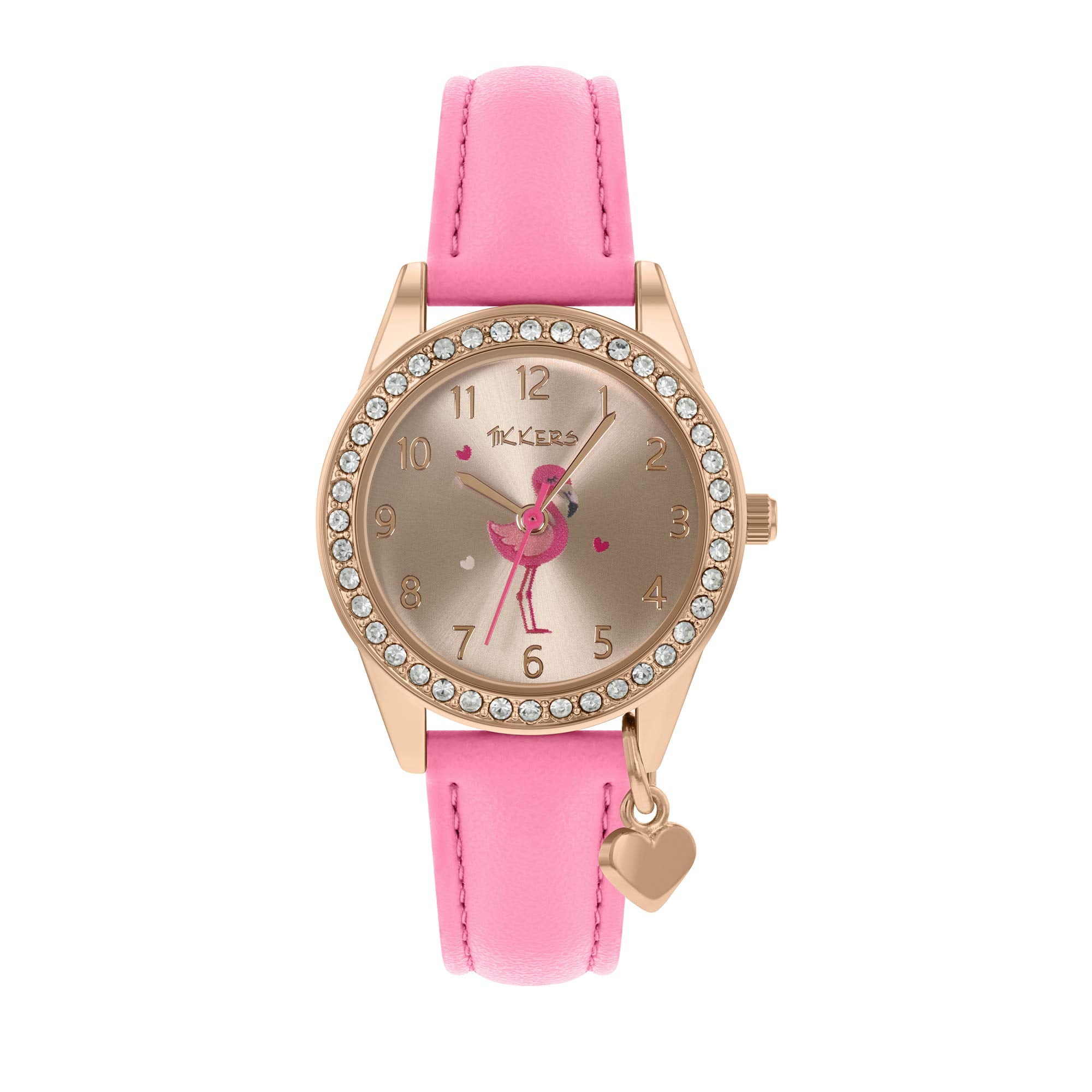 Tikkers Girls Pink PU Strap Flamingo Dial & Star Charm Watch TK0188