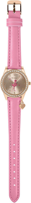 Tikkers Girls Pink PU Strap Flamingo Dial & Star Charm Watch TK0188