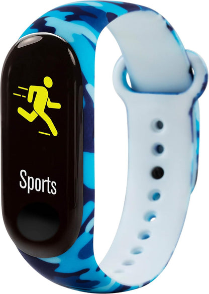 Tikkers Series 1 Printed Camo Blue Silicone Strap Activity tracker with colour touch screen and up to 7 day battery life TKS01-0003