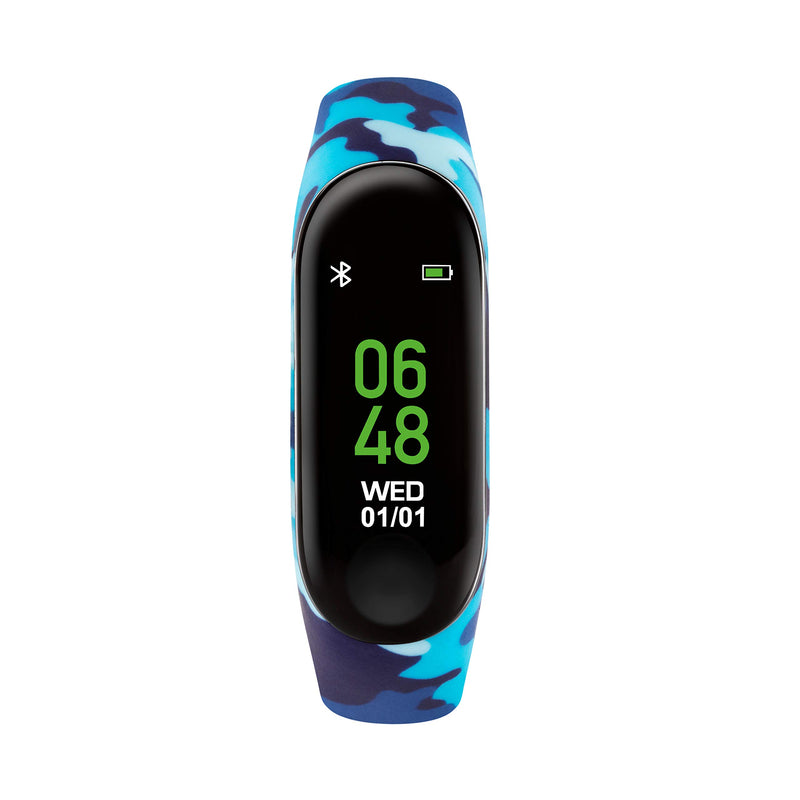 Tikkers Series 1 Printed Camo Blue Silicone Strap Activity tracker with colour touch screen and up to 7 day battery life TKS01-0003