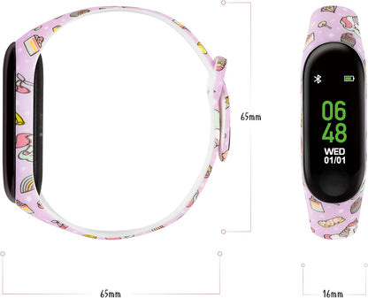 Tikkers Series 1 Printed Lilac Unicorns Silicone Strap Activity tracker with colour touch screen and up to 7 day battery life TKS01-0004