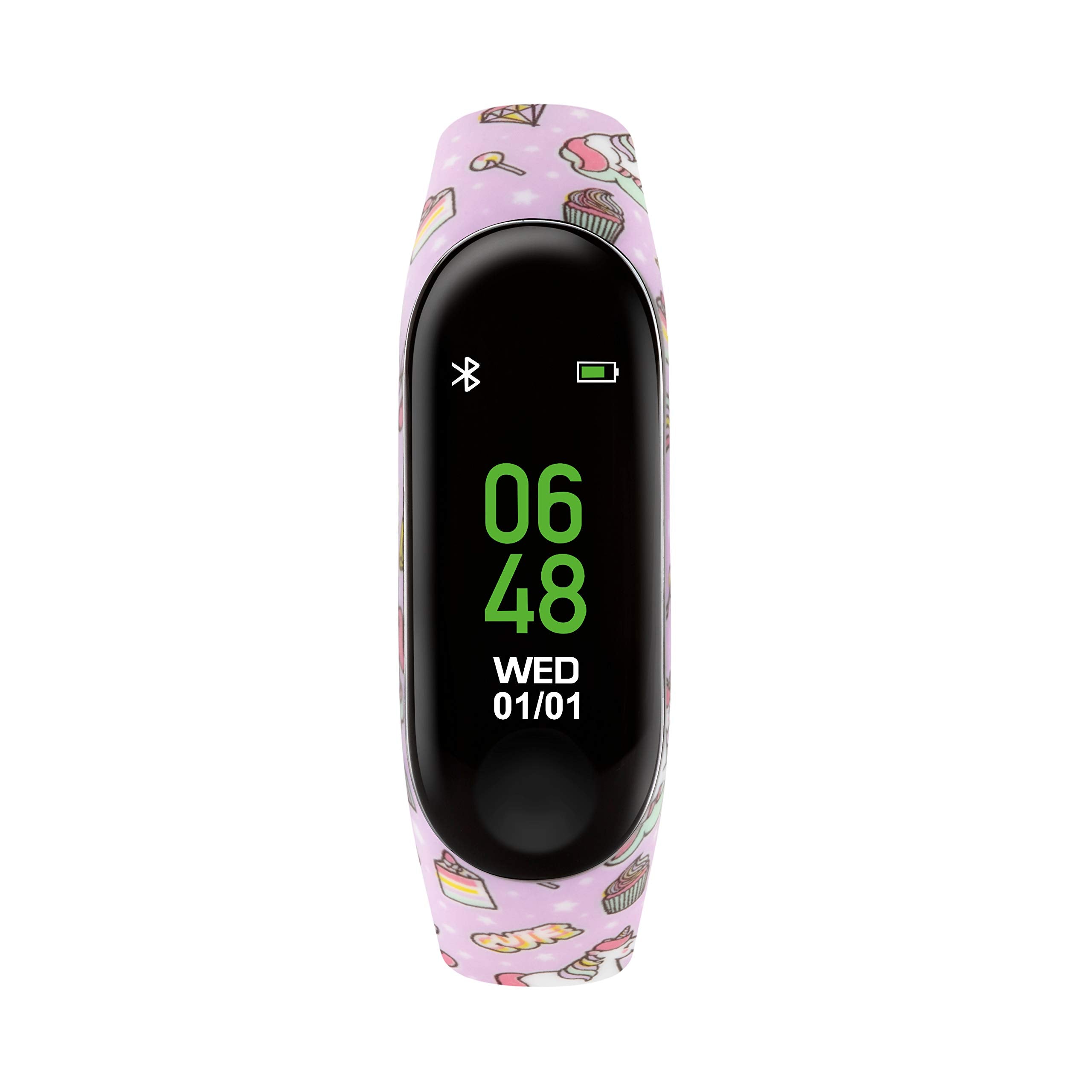 Tikkers Series 1 Printed Lilac Unicorns Silicone Strap Activity tracker with colour touch screen and up to 7 day battery life TKS01-0004
