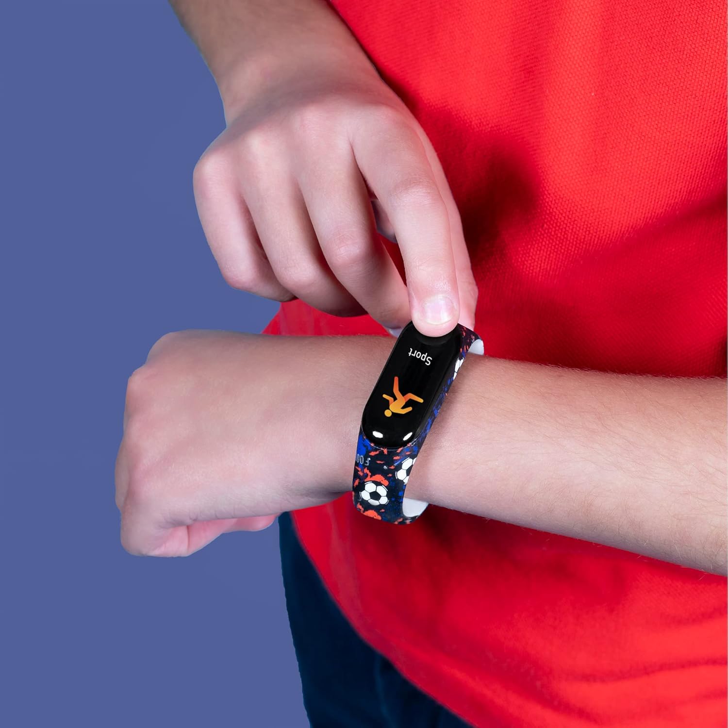 Tikkers Series 1 Printed Black Football Silicone Strap Activity tracker with colour touch screen and up to 7 day battery life TKS01-0006