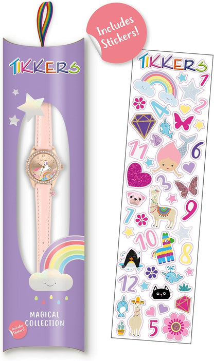 Tikkers Pink Strap Rose Gold Stone Set Unicorn Watch TK0201