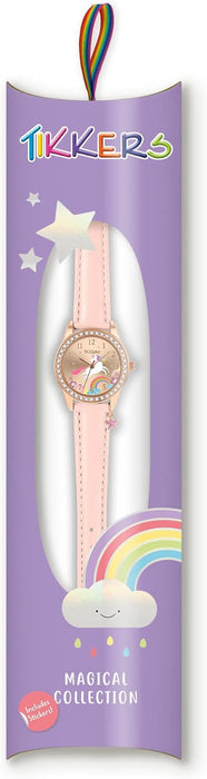 Tikkers Pink Strap Rose Gold Stone Set Unicorn Watch TK0201