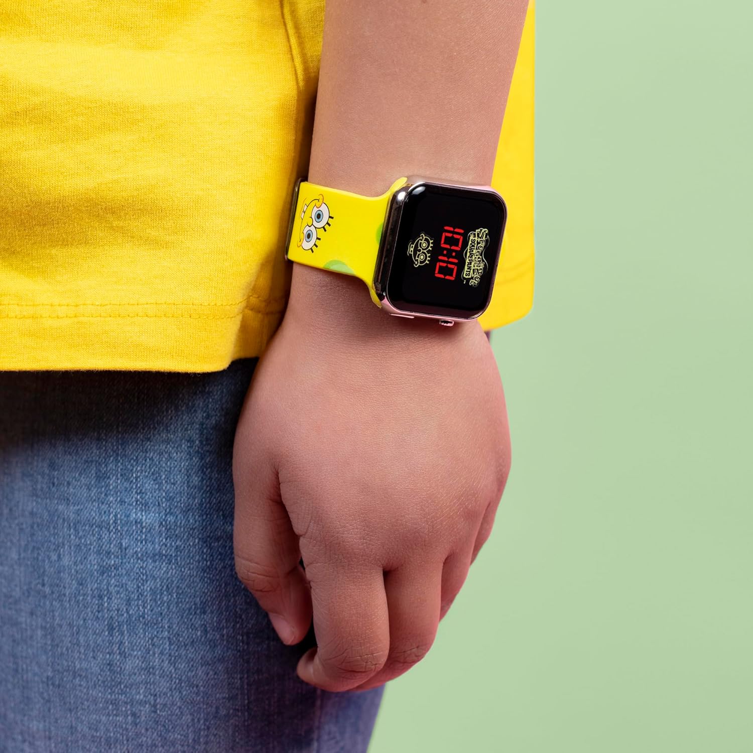 Nickelodeon SpongeBob Yellow LED Watch with Printed Character Strap SGB4134