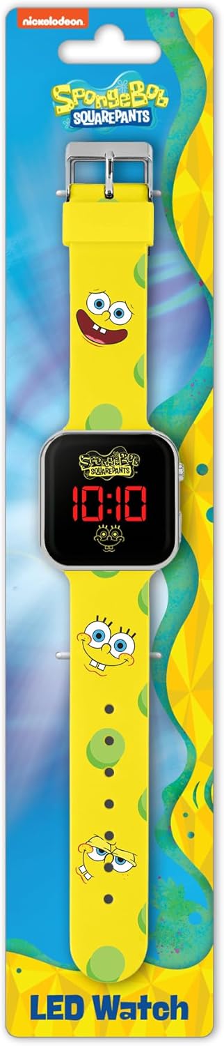 Nickelodeon SpongeBob Yellow LED Watch with Printed Character Strap SGB4134