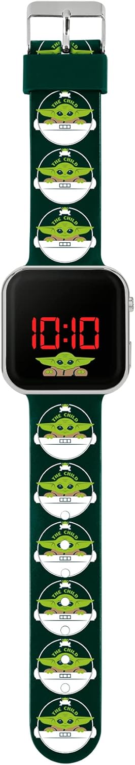 Disney Mandalorian Black LED Watch with Printed Character Strap MNL4084