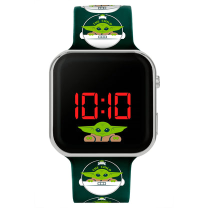 Disney Mandalorian Black LED Watch with Printed Character Strap MNL4084