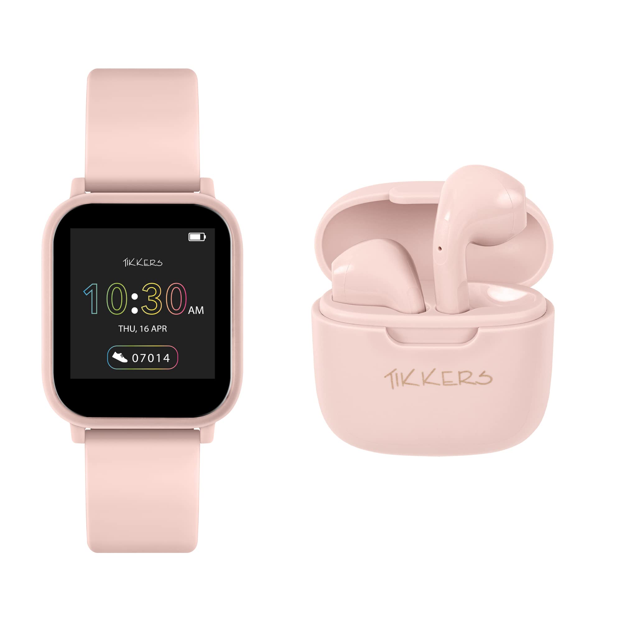 Tikkers Teen Series 10 Nude smart Watch and Earbuds Set TKS10-0001-SETARG