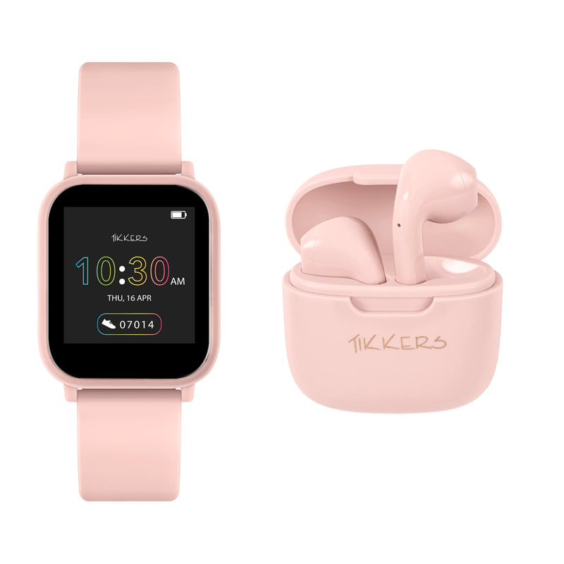 Tikkers Teen Series 10 Nude smart Watch and Earbuds Set TKS10-0001-SETARG