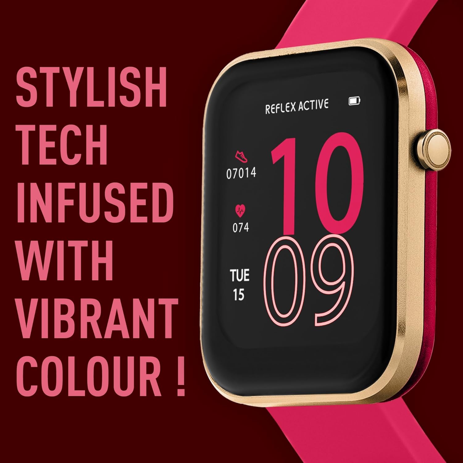 Reflex Active Series 12 Pink Strap Smart Watch