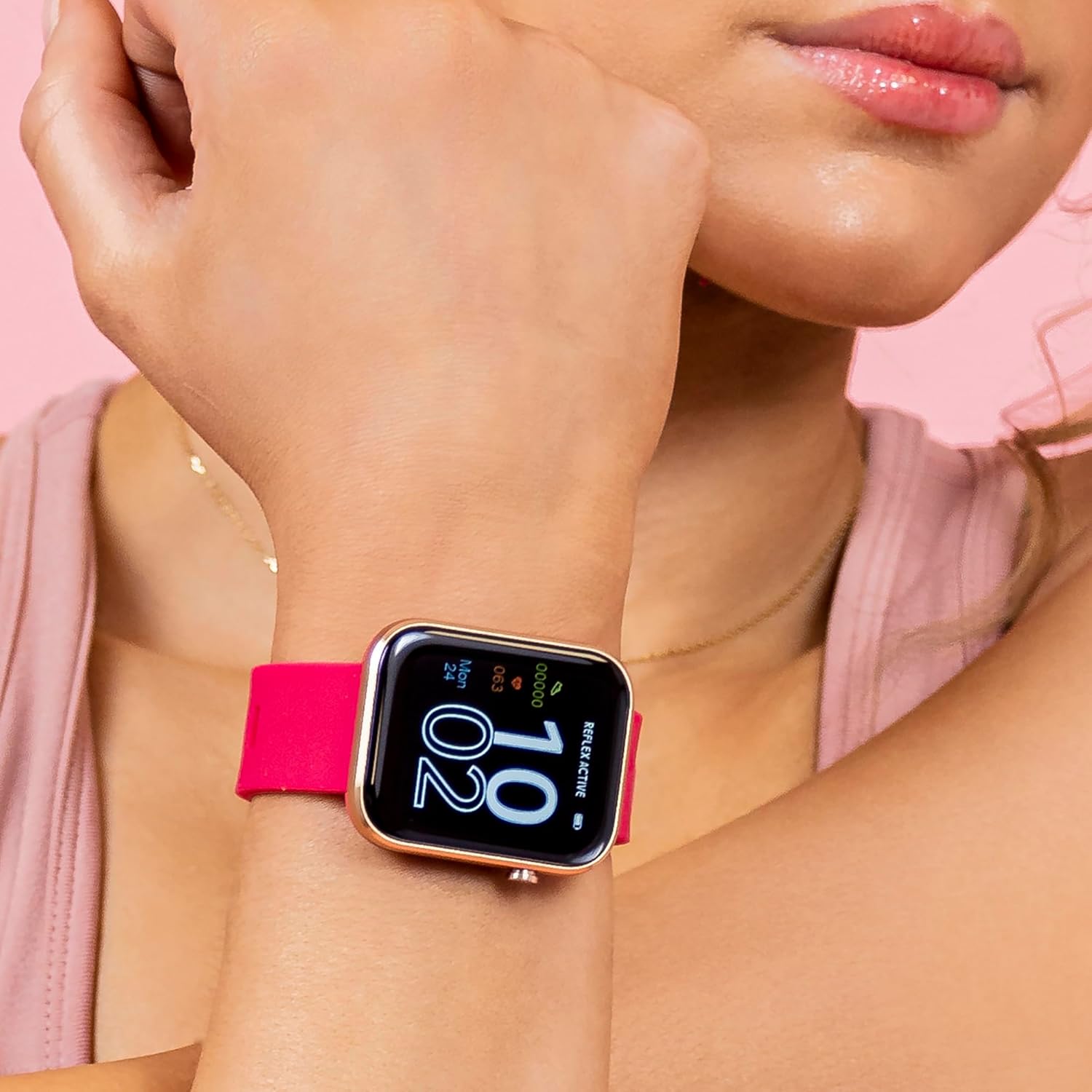 Reflex Active Series 12 Pink Strap Smart Watch