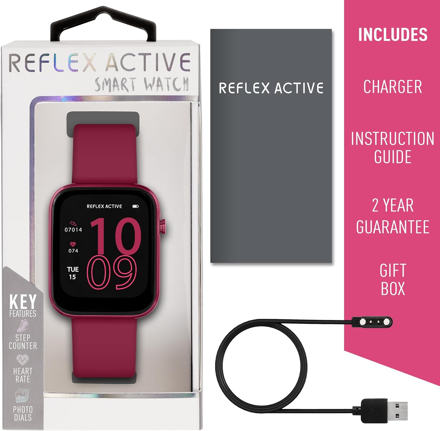 Reflex Active Series 12 Berry Strap Smart Watch