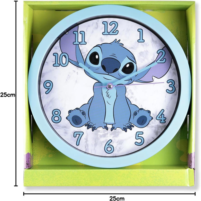 Accutime Disney Lilo & Stitch LAS3015 Wanduhr mit Cartoon-Motiv, leicht zu lesen, batteriebetrieben, für Kinder, Zuhause, Schlafzimmer, Schule, Wohnzimmer, Blau