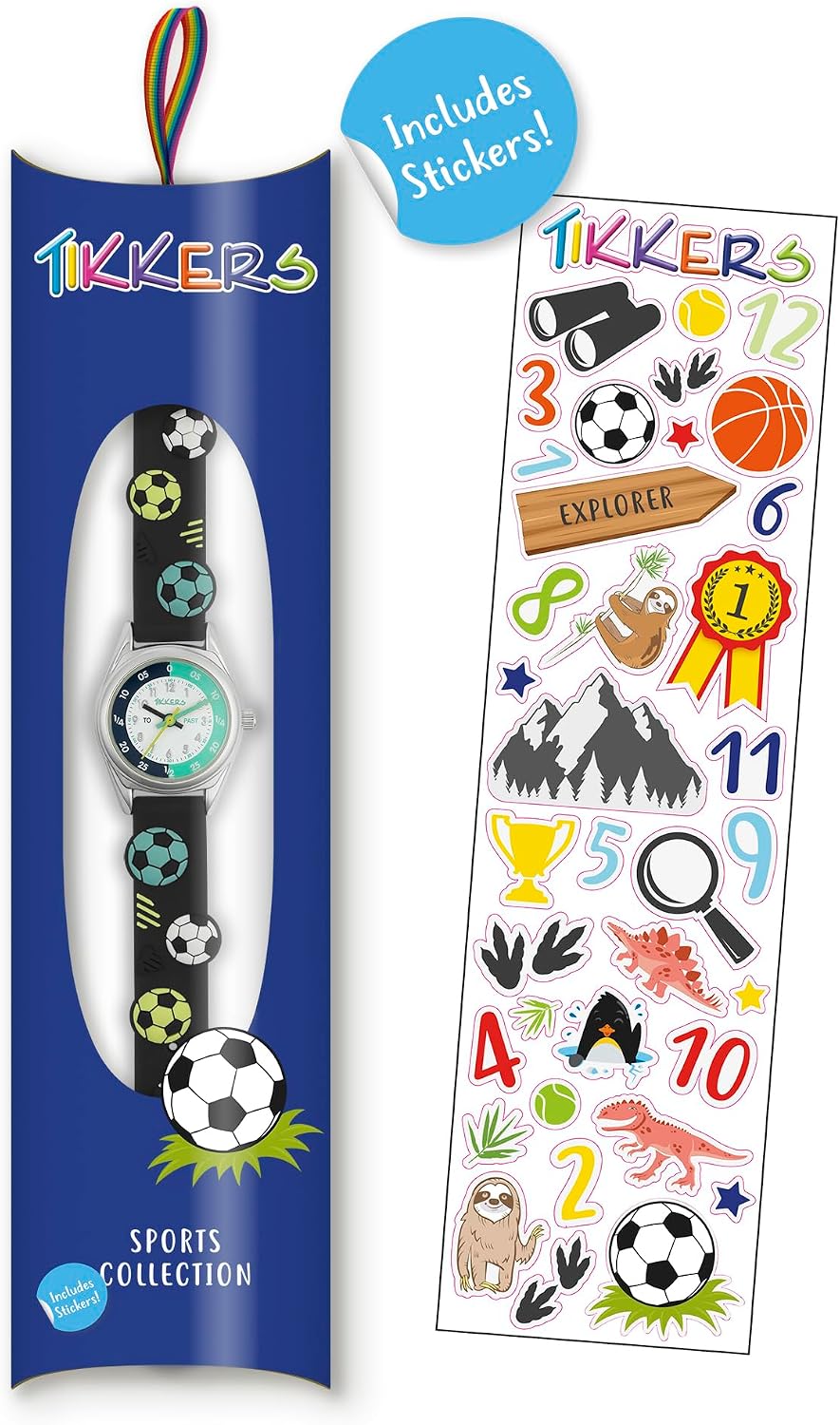 Tikkers Time Teacher 3D Navy Football Silicone Strap Watch
