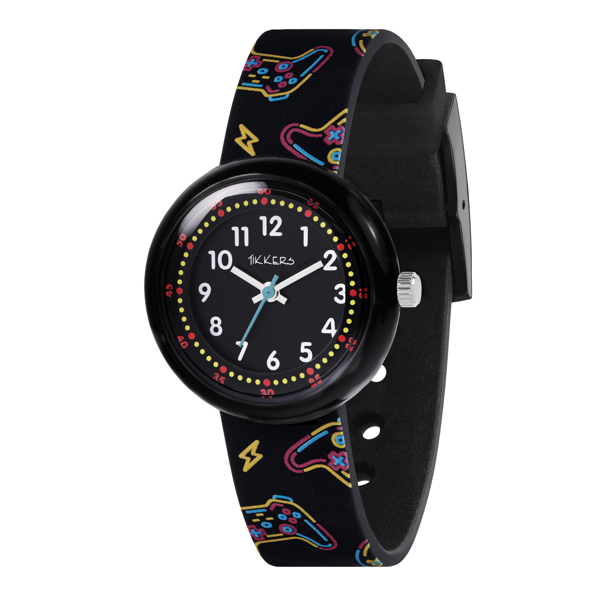 Tikkers Black Printed Gamer Strap Watch