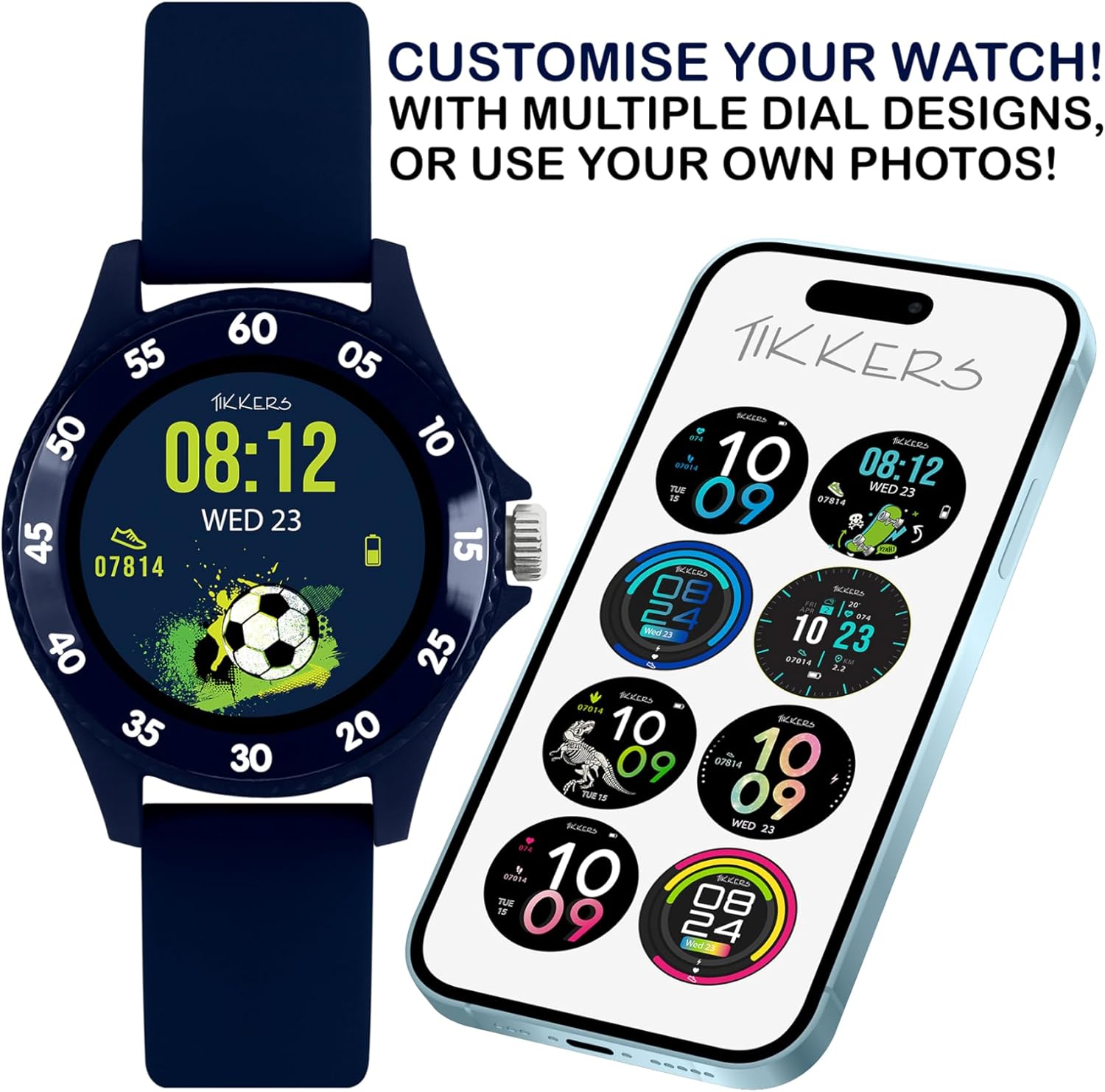 Tikkers Smart Series 34 Navy Silicone Strap Smart Watch