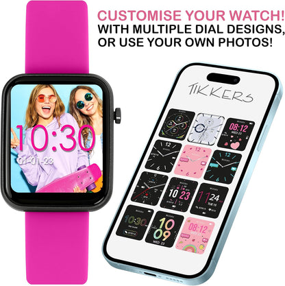 Tikkers Smart Series 13 Pink Silicone Strap Smart Watch