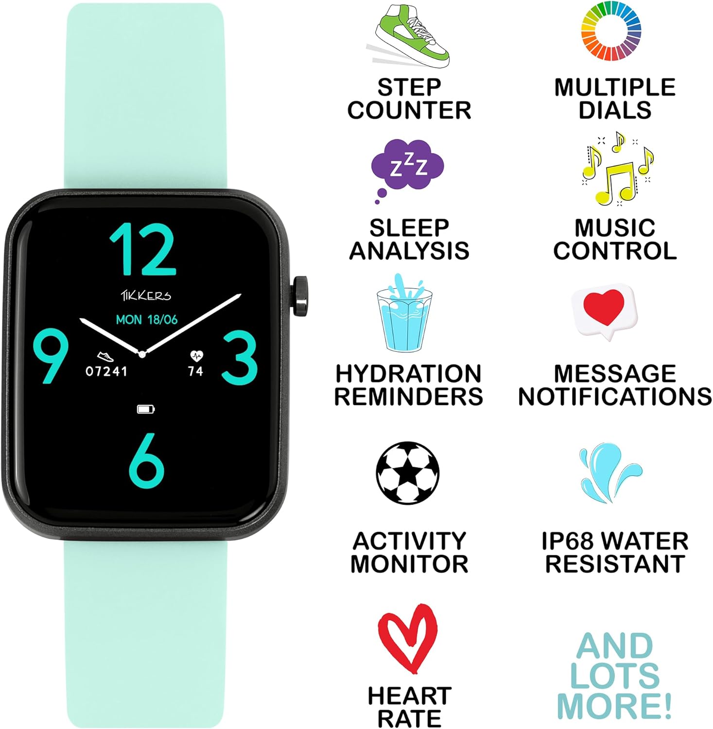 Tikkers Smart Series 13 Blue Silicone Strap Smart Watch