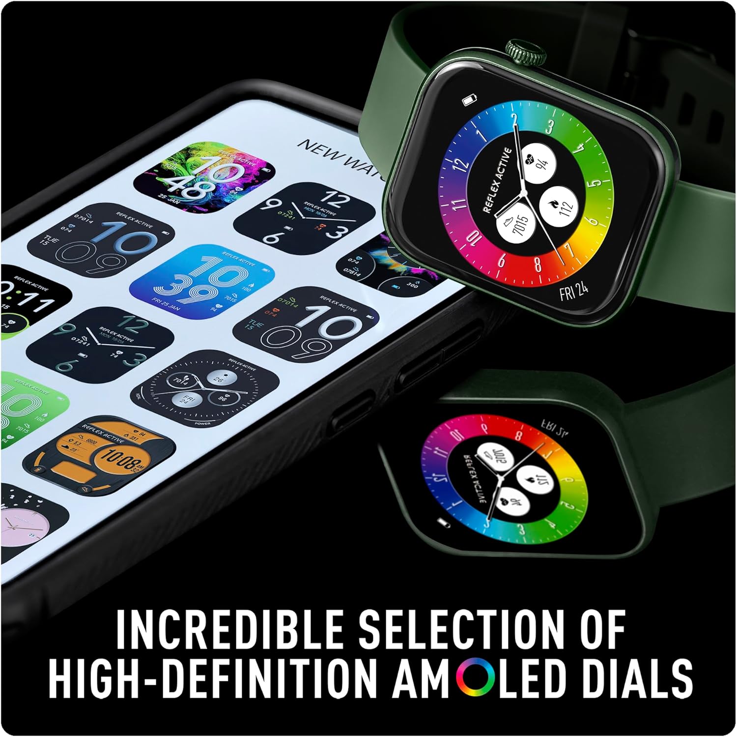Reflex Active Series 40 Forest Green Silicone Strap AMOLED Smart Calling Watch