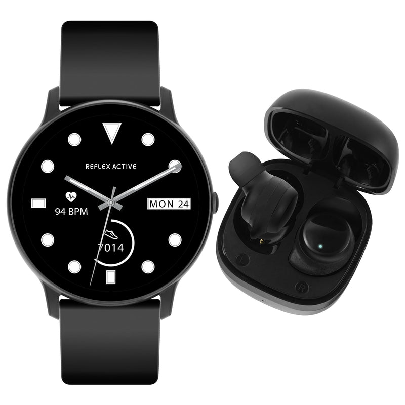Reflex Active Series 36 Black Strap Smart Calling Watch and Earbud Set