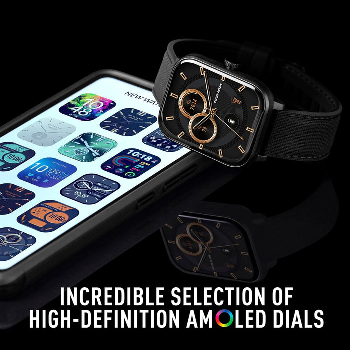 Reflex Active Series 44 Black Silicone AMOLED GPS Sports Smart Calling Watch