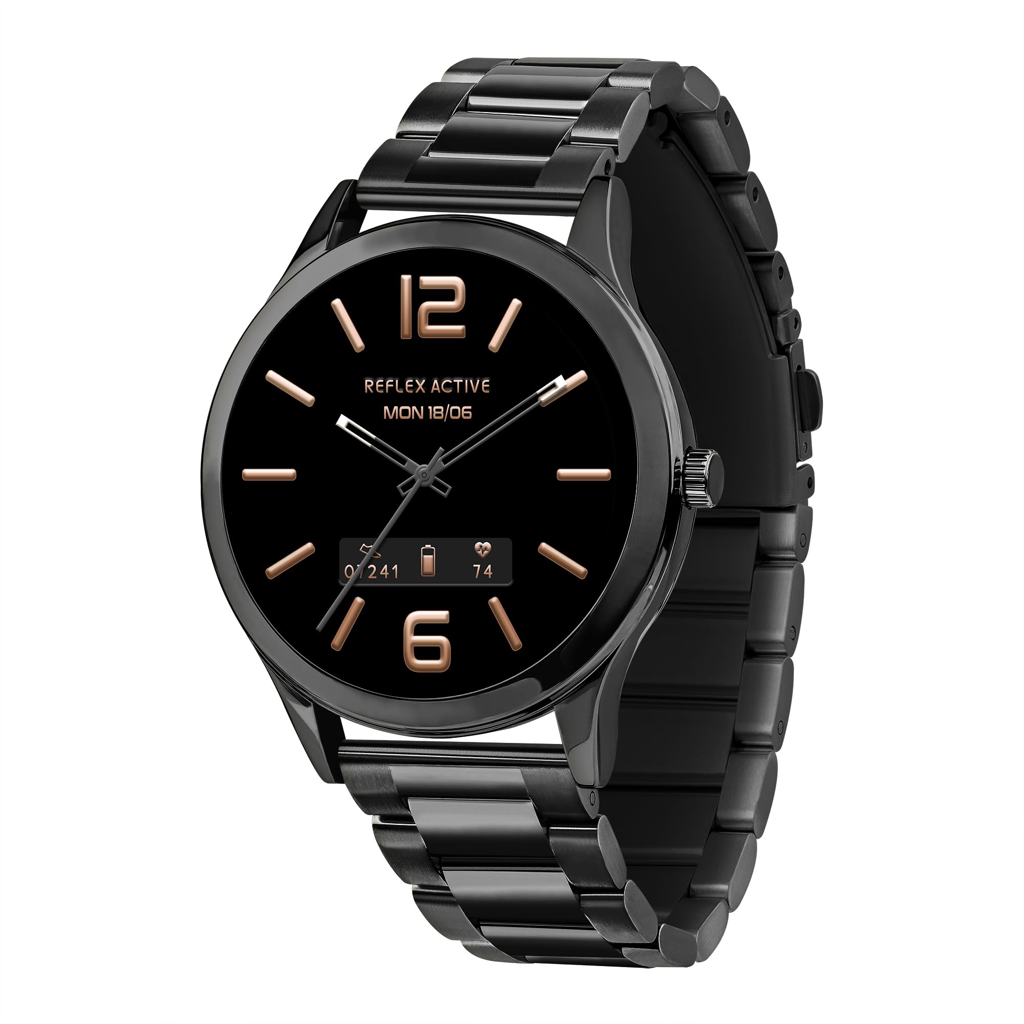 Reflex Active Series 31 Black Stainless Steel Strap AMOLED Smart Calling Watch