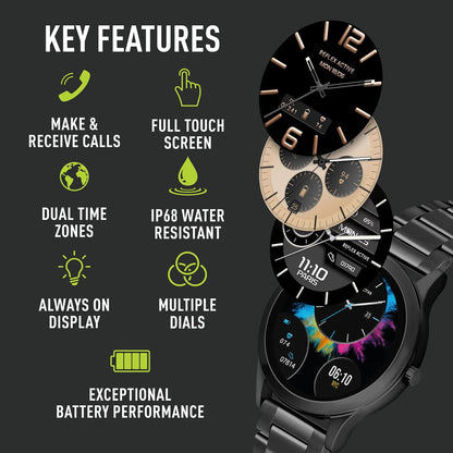 Reflex Active Series 31 Black Stainless Steel Strap AMOLED Smart Calling Watch