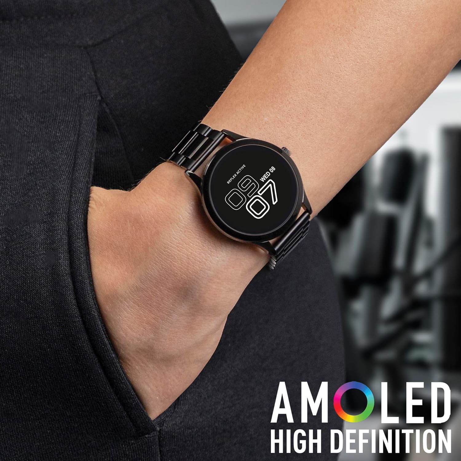 Reflex Active Series 31 Black Stainless Steel Strap AMOLED Smart Calling Watch