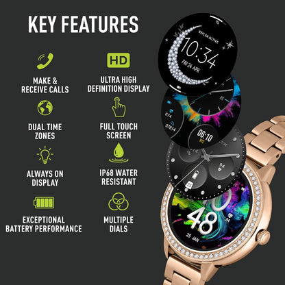 Reflex Active Series 41 Stone Set Rose Gold Bracelet AMOLED Smart Calling Watch
