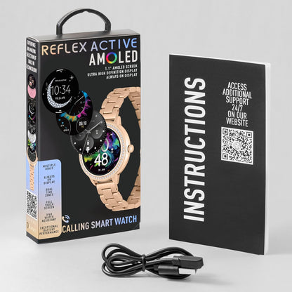 Reflex Active Series 41 Stone Set Rose Gold Bracelet AMOLED Smart Calling Watch