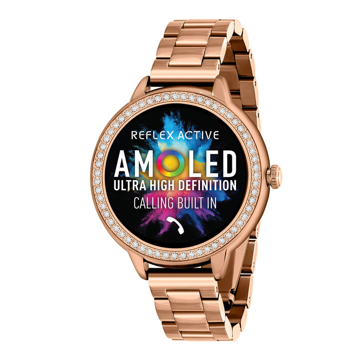 Reflex Active Series 41 Stone Set Rose Gold Bracelet AMOLED Smart Calling Watch