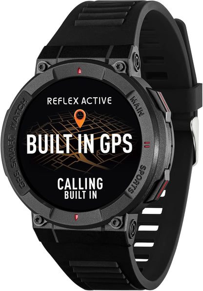 Reflex Active Series 43 Black Silicone Strap GPS Sports Smart Calling Watch